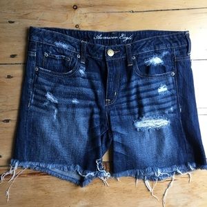 American Eagle Distressed Denim Midi Shorts